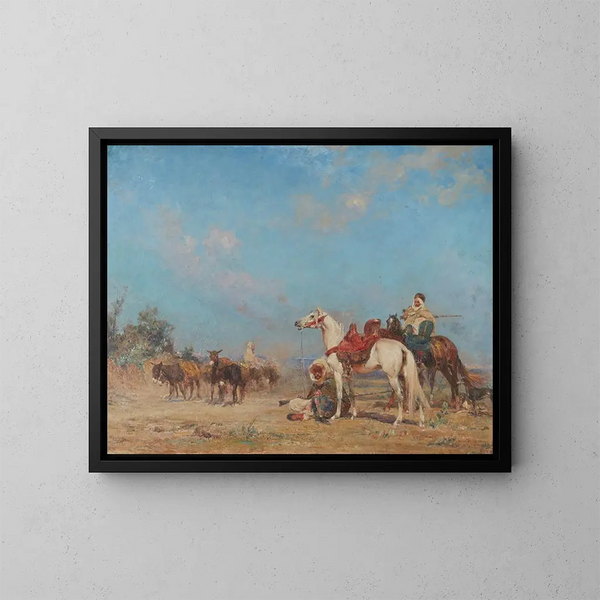A resting caravan - Henri Émilien Rousseau — framed artwork on a wall