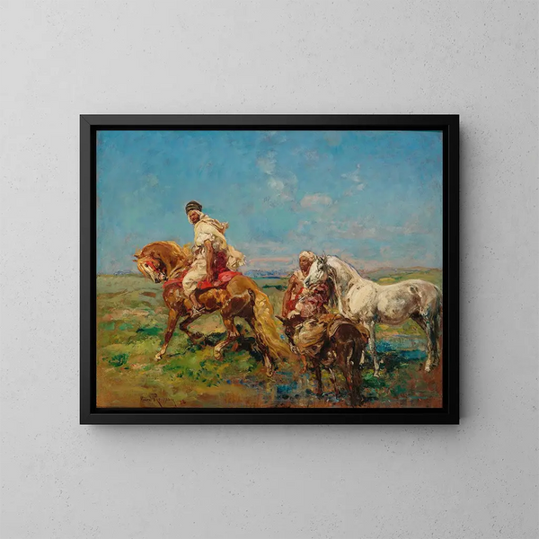 Group of Darabes Labreuvoir - Henri Émilien Rousseau — framed artwork on a wall