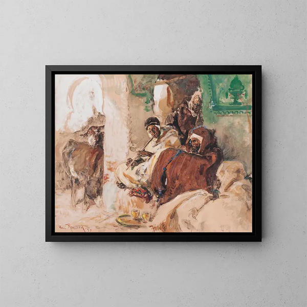 Smokers at Rest - Henri Émilien Rousseau — framed artwork on a wall