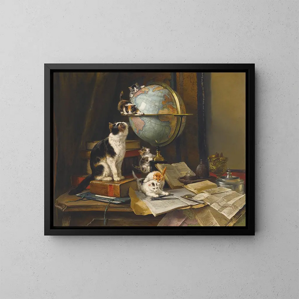 Les globe-trotters - Henriette Ronner-Knip — framed artwork on a wall