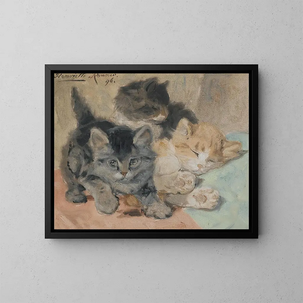 Three kittens - Henriette Ronner-Knip — framed artwork on a wall