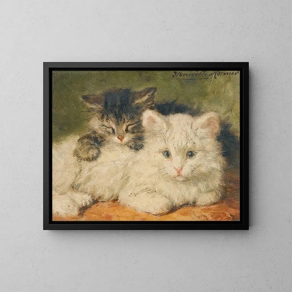 Two kittens - Henriette Ronner-Knip — framed artwork on a wall