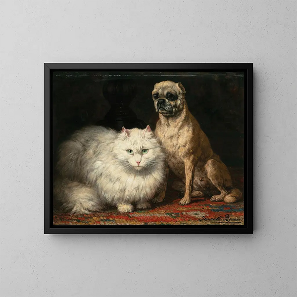 Two friends - Henriette Ronner-Knip — framed artwork on a wall