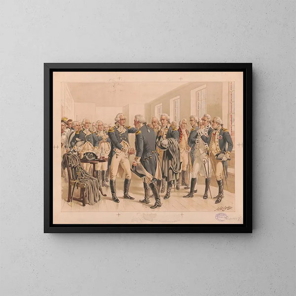 L'adieu de Washington aux officiers - Henry Alexander Ogden — framed artwork on a wall