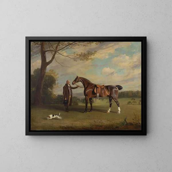 The Stableman of the Earl of Shrewsbury Holding a Hunting Horse - Henry Bernard Chalon — framed artwork on a wall