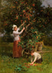Dans le verger, Couen, Frankrijk - Henry George Todd — weergave van het kunstwerk