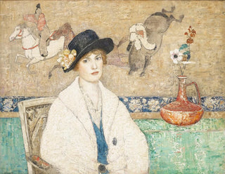 Het zwarte hoedje van Mevrouw Dorothy Hart - Henry Golden Dearth — weergave van het kunstwerk
