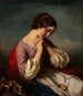 Meisje met een dode vogel - Henri Guillaume Schlesinger — weergave van het kunstwerk