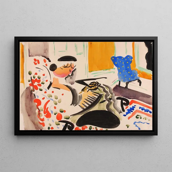 Interior Calligraphic Painting - Henry Lyman Saen — framed artwork on a wall