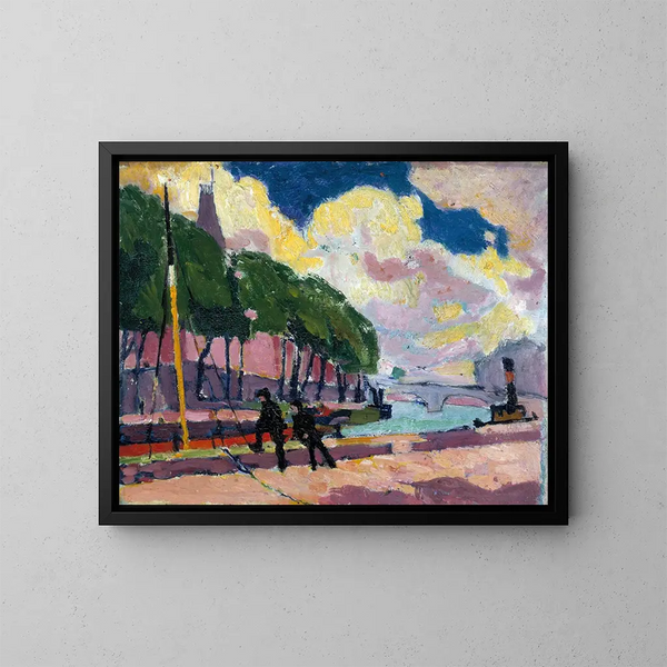 on the banks of the Seine - Henry Lyman Saen — framed artwork on a wall
