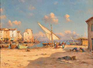 Een uitzicht op Martigues - Henry Malfroy — weergave van het kunstwerk