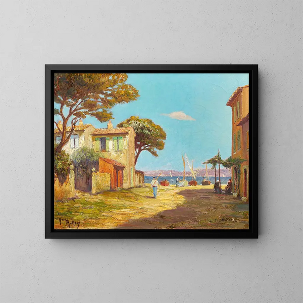Maritime landscape painting - Henry Malfroy — framed artwork on a wall