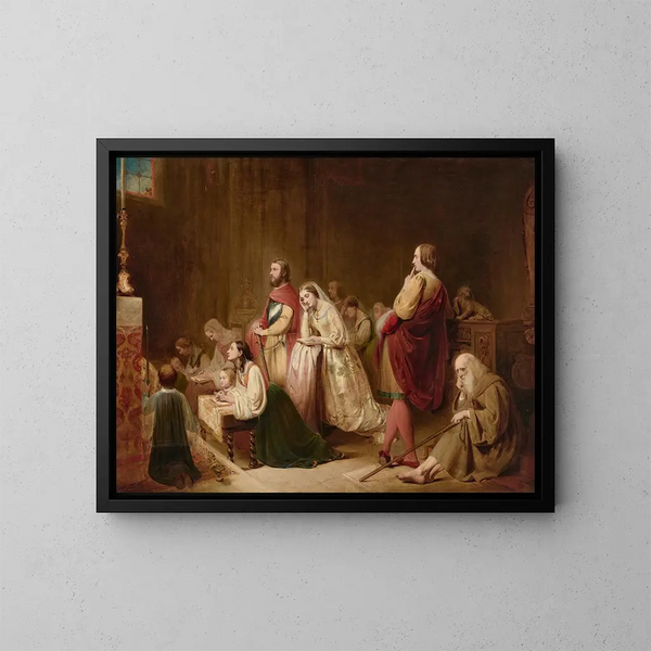 The First Meeting of Petrarch and Laura - Henry Nelson O'Neil — framed artwork on a wall