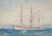 Franse driemaster op anker, gesigneerd en onduidelijk - Henry Scott Tuke — weergave van het kunstwerk