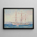 Franse driemaster op anker, gesigneerd en onduidelijk - Henry Scott Tuke — ingelijst kunstwerk aan de muur