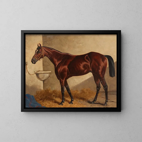 The General Monroe in a Stable - Henry Stull — framed artwork on a wall