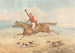 Een jager en een paar honden die op volle snelheid door het platteland rennen - Henry Thomas Alken — weergave van het kunstwerk