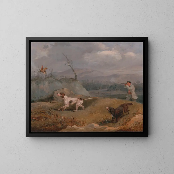 Shooting at the pheasant - Henry Thomas Alken — framed artwork on a wall