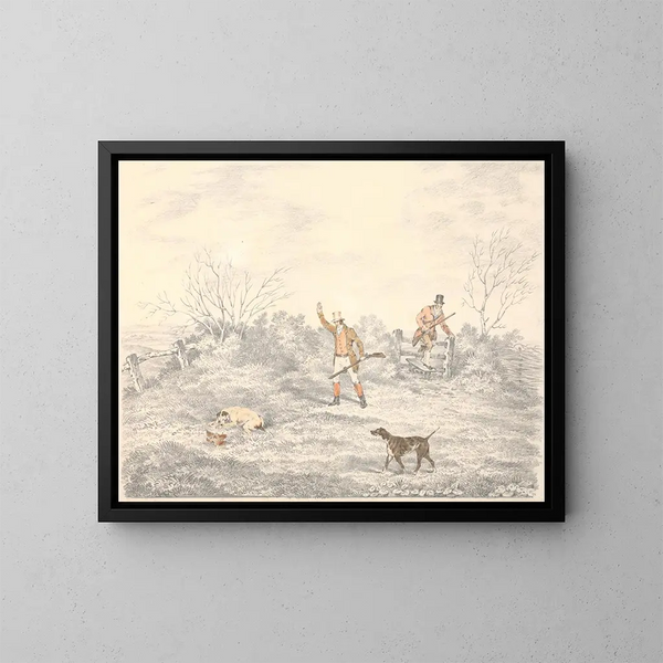 Hunting painting of pheasants - Henry Thomas Alken — framed artwork on a wall