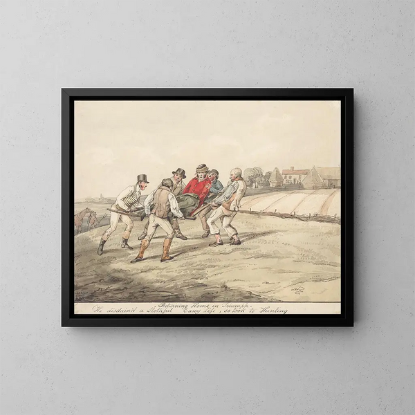 Paarden gekwalificeerd en ruiters niet gekwalificeerd die triomfant naar huis gaan, hij verachtte een leven van gemakkelijke luiheid en begon te jagen - Henry Thomas Alken — ingelijst kunstwerk aan de muur