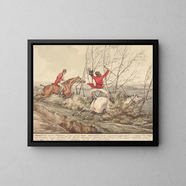 Paarden gekwalificeerd en ruiters niet gekwalificeerd die zich ontwijken voor een rasper vanwege uw eigen verlegenheid en slecht beheer - Henry Thomas Alken — ingelijst kunstwerk aan de muur