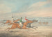 Paardensport Schilderij Drie ruiters galopperend naar rechts Toeschouwers te paard op de achtergrond - Henry Thomas Alken — weergave van het kunstwerk