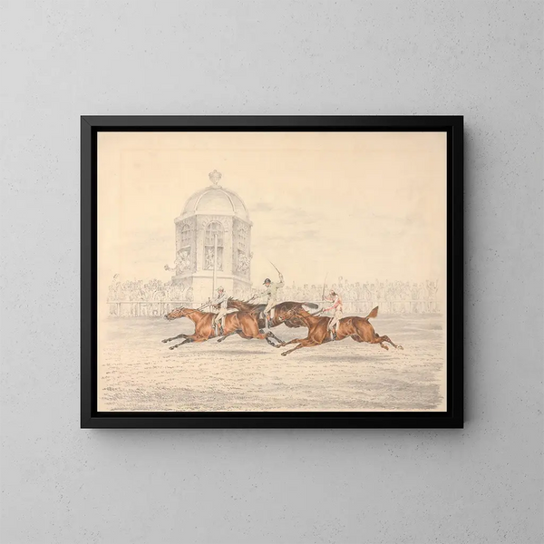 L'arrivée du St Leger de Doncaster - Henry Thomas Alken — ingelijst kunstwerk aan de muur