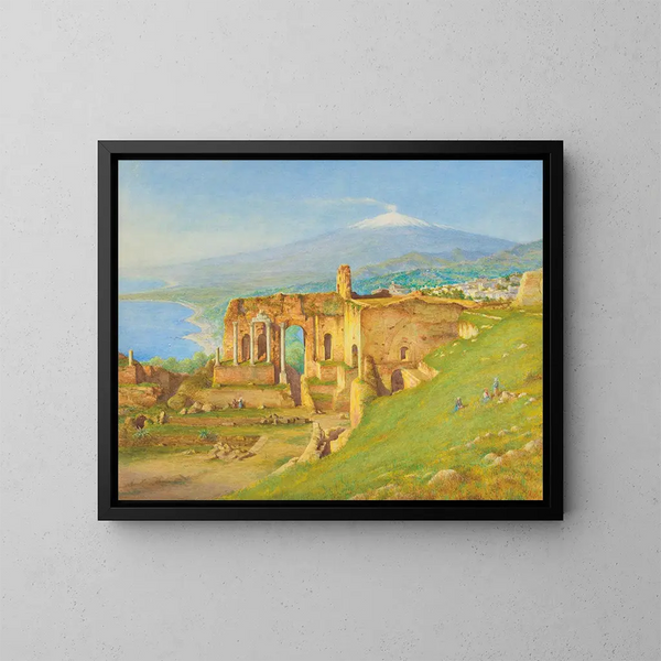 L'Etna from the Taormina Theatre - Henry Wallis — framed artwork on a wall