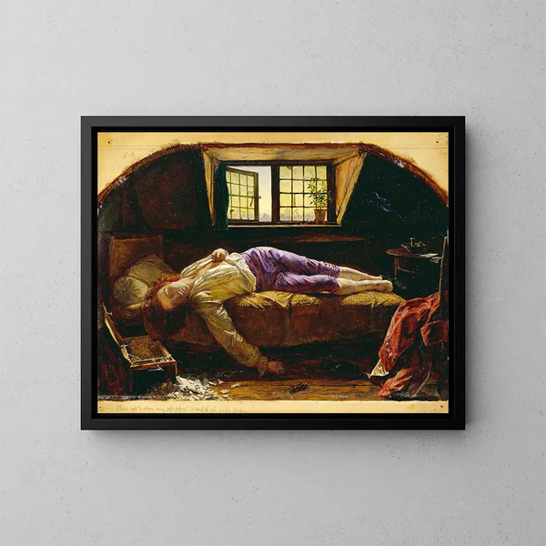 The Death of Chatterton - Henry Wallis — framed artwork on a wall