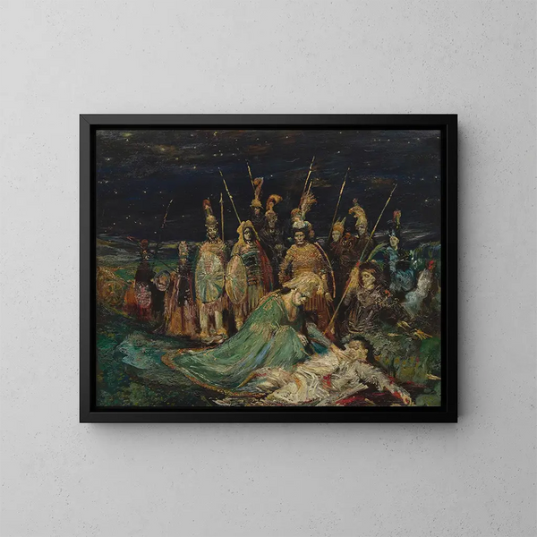 Alexandre crying Darius - Henry de Groux — framed artwork on a wall