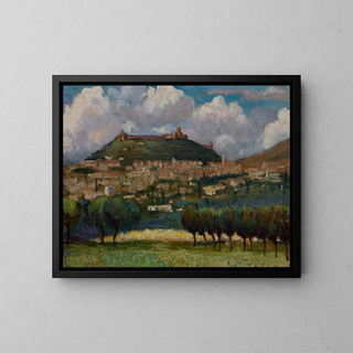 Italiaans landschap - Henryk Dietrich — ingelijst kunstwerk aan de muur