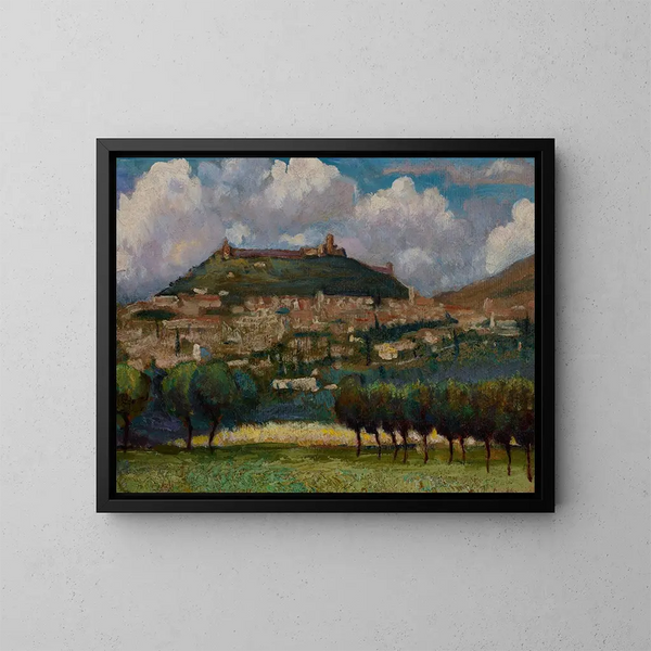 Italiaans landschap - Henryk Dietrich — ingelijst kunstwerk aan de muur