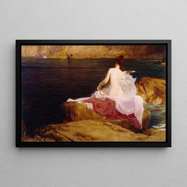 Île de Calypso - Herbert James Draper — ingelijst kunstwerk aan de muur