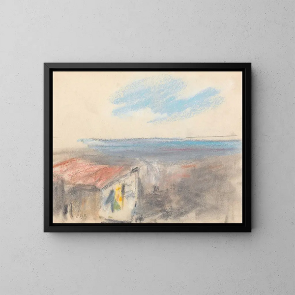 Landschapschilderij met blauwe wolk - Hercules Brabazon Brabazon — ingelijst kunstwerk aan de muur