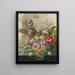 van een mand met bloemen in een stenen nis met een aap en een vlinder - Herman Henstenburgh — ingelijst kunstwerk aan de muur