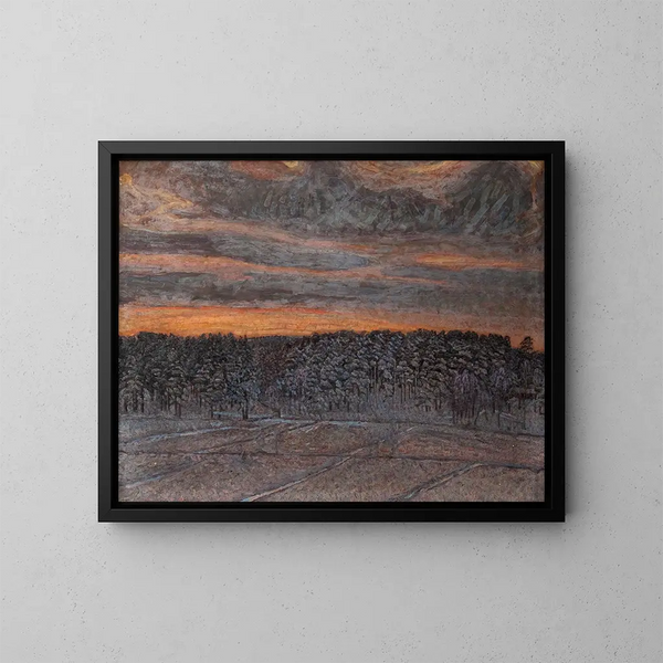 Snowy Landscape Painting - Herman Norrman — framed artwork on a wall