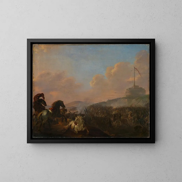 Bataille aux portes de Rome avec vue sur le château Saint-Ange - Herman van Lin — ingelijst kunstwerk aan de muur