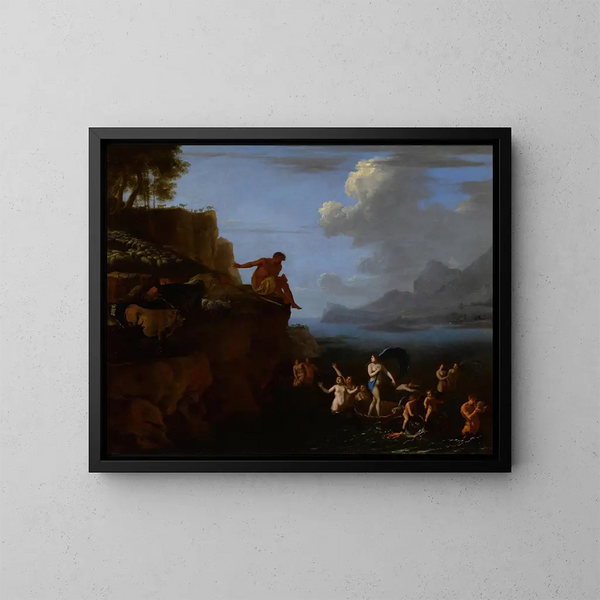 Polyphème et Galatée - Herman van Swanevelt — framed artwork on a wall