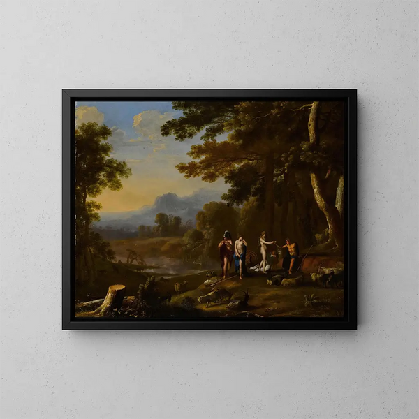 The Judgment of Paris - Herman van Swanevelt — framed artwork on a wall