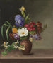 Griekse stijl schilderij met iris, lilas en kamperfoelie - Hermania Neergaard — weergave van het kunstwerk