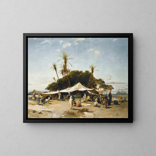 a desert camp - Hermann David Salomon Corrodi — framed artwork on a wall