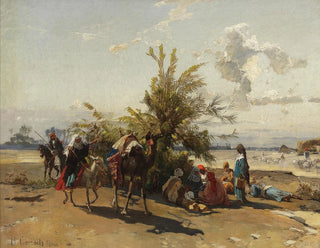 van een kampement in een oase - Hermann David Salomon Corrodi — weergave van het kunstwerk