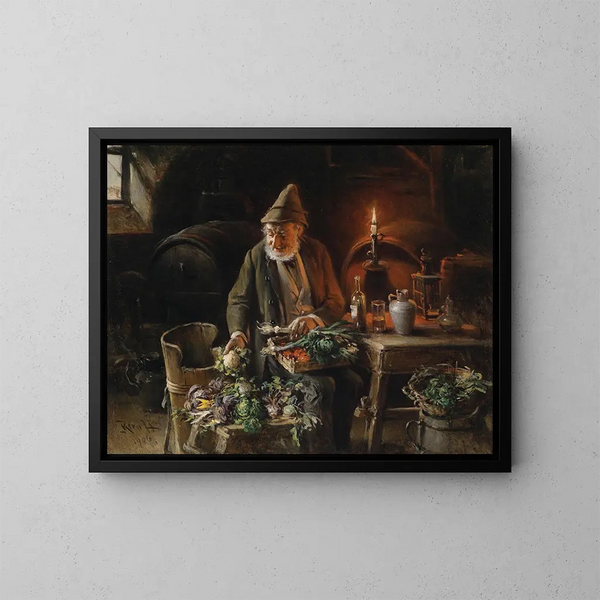 Vendeur de gemmes dans la cave à vin - Hermann Kern — framed artwork on a wall