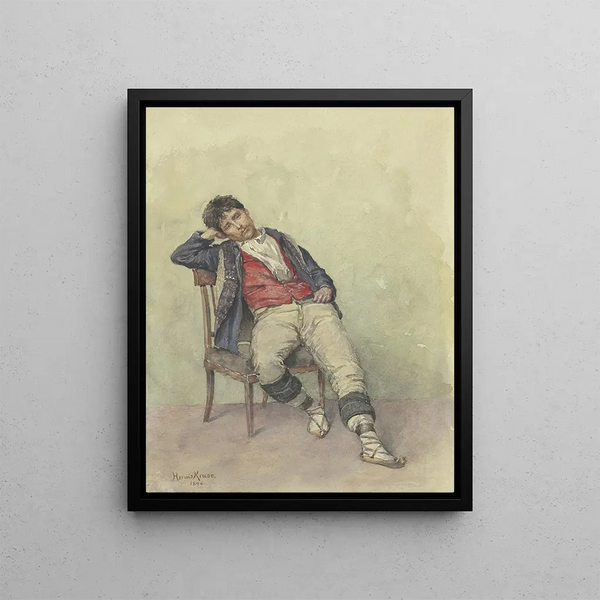 Italian Sitting Painting - Hermann Kruse — framed artwork on a wall