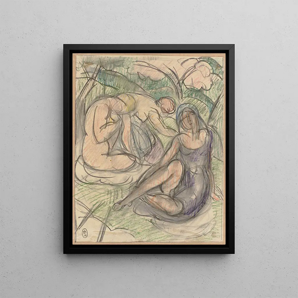Three Women - Hermann Lismann — framed artwork on a wall