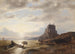 Landschap aan de kust met vissers - Hermann Ottomar Herzog — weergave van het kunstwerk