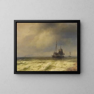 Hermann Ottomar Herzog - Two Ships By the Shoreline.webp