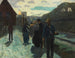 van het station Gare de l'Ouest in Stuttgart bij schemering - Hermann Pleuer — weergave van het kunstwerk