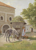 Fille avec cheval à la fontaine - Hermann Reisz — weergave van het kunstwerk