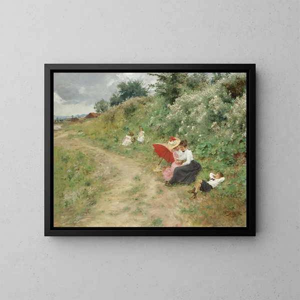 A Summer Outing - Hermann Seeger — framed artwork on a wall
